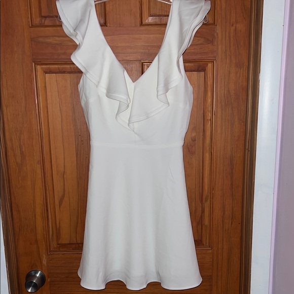 Lulus Dresses & Skirts - Lulu's Cream Ruffle V-Neck Mini Dress